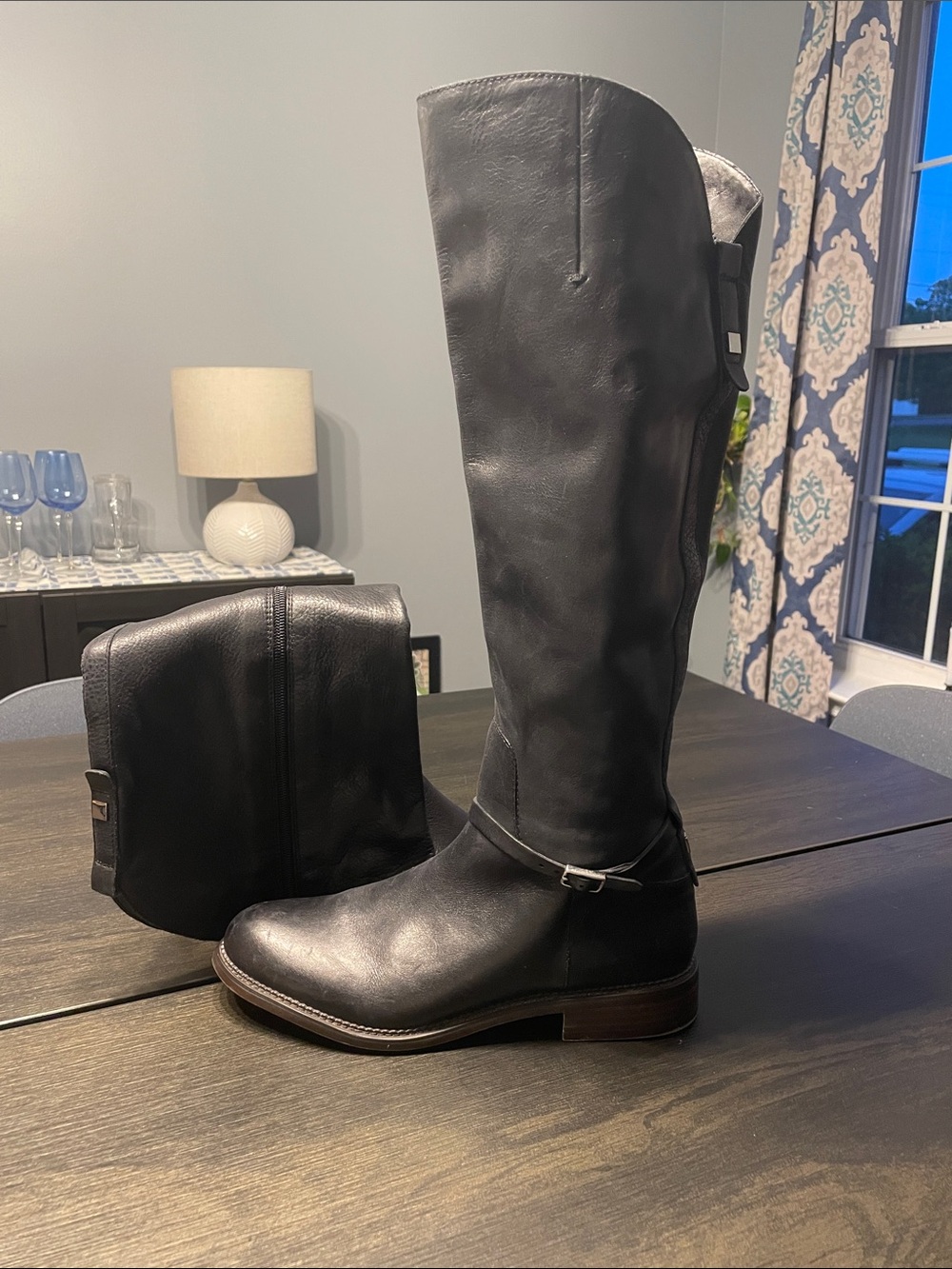 Franco Sarto Black Over-the-Knee Leather Riding Boots